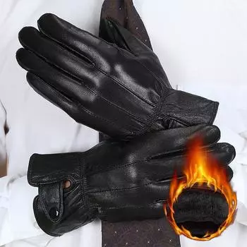 1 пара мужских зимних осенних перчаток из искусственной кожи для вождения, сохраняющих тепло, флисовые тактические перчатки, черные водонепроницаемые перчатки для спорта на открытом воздухе