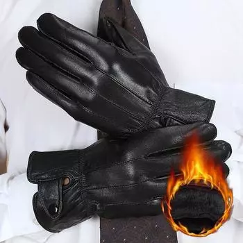 1 пара мужских зимних осенних перчаток из искусственной кожи для вождения, сохраняющих тепло, флисовые тактические перчатки, черные водонепроницаемые перчатки для спорта на открытом воздухе