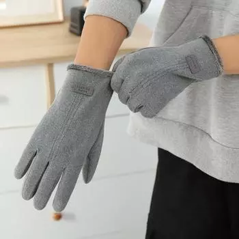 1 пара мужских зимних перчаток с полными пальцами, противоскользящие толстые теплые плюшевые мягкие и легкие ветрозащитные перчатки с сенсорным экраном, уличные велосипедные лыжные перчатки чёрный