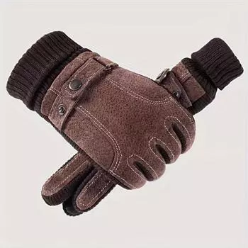 1 пара мужских зимних теплых кожаных перчаток, перчатки для велоспорта, перчатки для вождения, нескользящие перчатки для активного отдыха, идеальный выбор для подарков коричневый