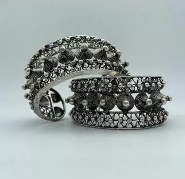 1 пара национальных особенностей Серебряный браслет ручной работы Мяо в стиле Fine Jewe Noble