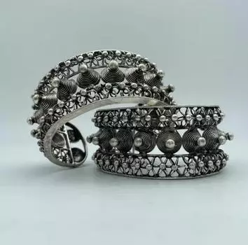 1 пара национальных особенностей Серебряный браслет ручной работы Мяо в стиле Fine Jewe Noble