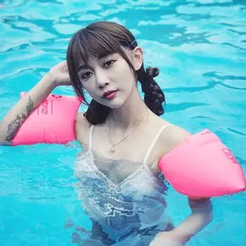 1 пара надувных плавательных сворачивающихся нарукавников, колец, поплавков из ПВХ, нарукавников для детей, взрослых, надувных обучающих плаванию колец, нарукавников синий