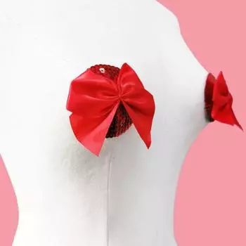 1 пара накладок на грудь, анти-воздействие, бант и блестки, декор для сосков, многоразовые красный