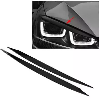 1 пара наклеек на фары автомобиля, накладки на брови для 7 GTI 2013-2018, глянцевые черные автомобильные веки, наклейки из АБС-карбона чёрный