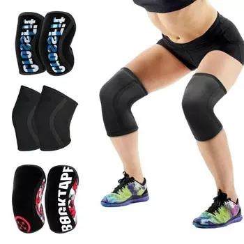 1 пара наколенников, подтяжки, поддержка для мужчин и женщин, спортивный компрессионный неопреновый наколенник для CrossFit, пауэрлифтинга, рукав 7 мм S