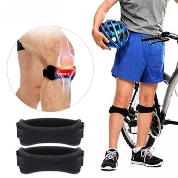 1 пара наколенников, ремешок для коленной чашечки, полностью регулируемый сухожильный бандаж, облегчение боли при беге, артрите, прыжках, тендините чёрный