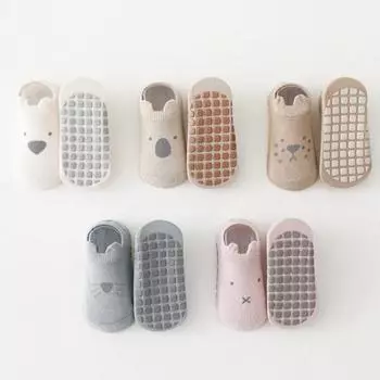 1 пара напольных носков с мультяшным выражением, противоскользящие дышащие носки-слипоны для малышей для дома M розовый