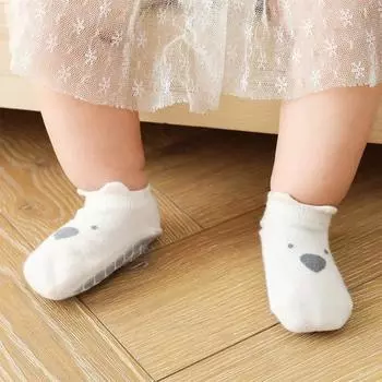 1 пара напольных носков с мультяшным выражением, противоскользящие дышащие носки-слипоны для малышей, домашние M розовый