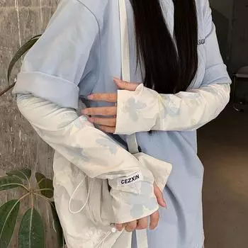 1 пара нарукавников с принтом бабочек из ледяного шелка Cool Muff, солнцезащитные нарукавники для девочек и женщин, для езды на велосипеде и вождения, с защитой от ультрафиолета