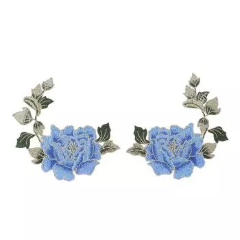 1 пара нашивок с цветочной вышивкой, красивые вышитые аппликации с цветочным узором, термонаклеиваемые нашивки для