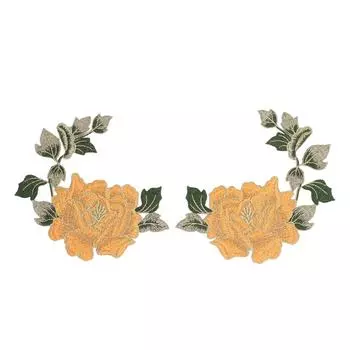 1 пара нашивок с цветочной вышивкой, красивые вышитые аппликации с цветочным узором, термонаклеиваемые нашивки для жёлтый