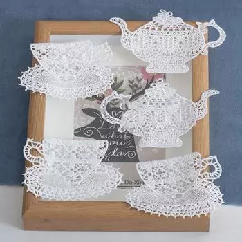 1 пара нашивок с вышивкой в виде белой чайной чашки, пришивные значки для кафе для самостоятельного ремонта аппликаций на футболках