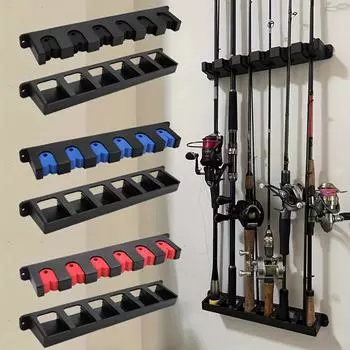 1 пара настенных кронштейнов для удочек, настенный кронштейн для удочек из АБС-пластика, ручка из пенопласта, многослотовый дизайн для хранения удочек и рыболовных инструментов