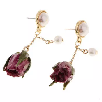 1 пара натуральных сухих цветочных 3D-серьг с эпоксидным покрытием, ювелирные изделия A