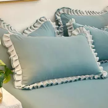 1 пара наволочек, 48*74 см, можно стирать в стиральной машине, кружевные корейские наволочки, без вставок 48 * 74cm [Two pillowcases]