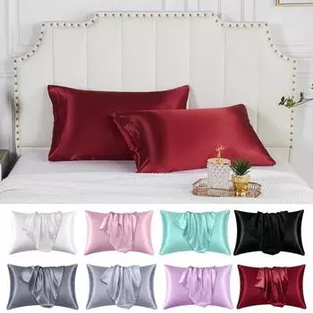 1 пара наволочек, гладкий искусственный шелк, однотонная застежка-молния, атлас, предотвращает поломку пушистости, наволочка для спальни, гостиной, дивана, наволочка 1 Pair