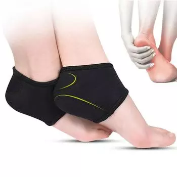 1 пара нейлоновых вставок для пятки и компрессионных пяточных рукавов, носков для облегчения боли в лодыжке при подошвенном фасциите, шпорах, подушечках с трещинами S чёрный