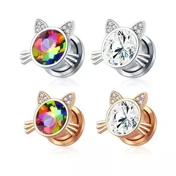 1 пара нержавеющая сталь кошка пирсинг пирсинг пирсинг панк хрустальные серьги пирсинг украшения для пирсинга 6mm