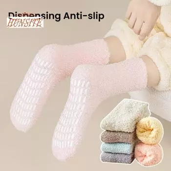 1 пара нескользящих пушистых уютных носков, очень мягкие, не выцветающие, защищающие от холода, зимние теплые пушистые носки для сна для женщин розовый