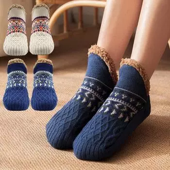 1 пара нескользящих толстых мягких теплых женских зимних носков для пола, носков для сна, носков для ковров 39-42