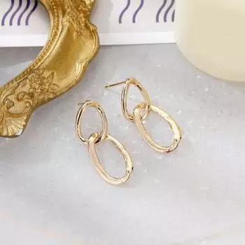 1 пара нестандартных геометрических серег-гвоздиков, овальные металлические женские серьги-капли, серьги-капли для пирсинга, ювелирные изделия в подарок золотистый