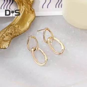 1 пара нестандартных геометрических серег-гвоздиков, овальные металлические женские серьги-капли, серьги-капли для пирсинга, ювелирные изделия в подарок золотистый