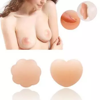 1 пара невидимых силиконовых силиконовых накладок на соски с цветочным сердечком, женские клейкие пирожки Flower