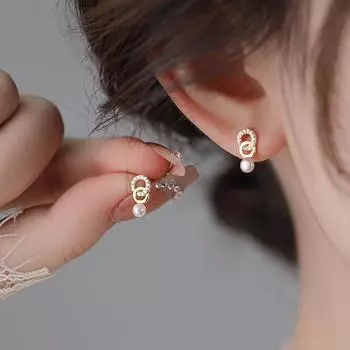 1 пара нежных двойных колец с жемчугом, серьги, ювелирные изделия, аксессуары, подарки 1Pair