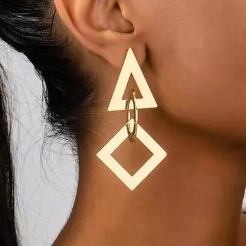 1 пара нежных и элегантных сережек-капель в форме звезды и луны золотой