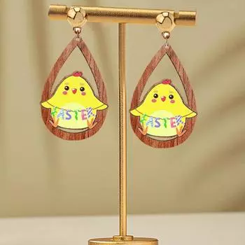 1 пара нежных и элегантных сережек-капель в форме звезды и луны жёлтый