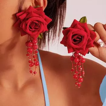 1 пара нежных и элегантных сережек-капель в форме звезды и луны красный