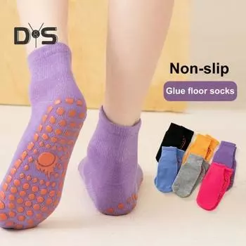 1 пара носков-батутов, противоскользящие силиконовые ручки с нижней частью, отличное трение, сплошной цвет, высокая эластичность, впитывание пота, домашние носки для йоги для взрослых, напольные носки чёрный