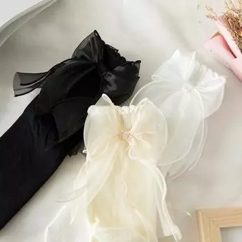 1 пара носков, детские средние носки-трубочки, японские милые кружевные носки с жемчужным бантом ZPG чёрный