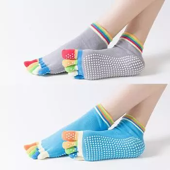 1 пара носков для йоги цвета конфет, радужные носки с пятью пальцами, профессиональные нескользящие танцевальные носки, носки для танцоров йоги, носки для тренировок в помещении as the picture