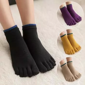 1 пара носков для йоги, не показывающие пальцы, хлопковые спортивные носки с пятью пальцами, носки для велоспорта, мягкие чулки для бега, дышащие, женская мода темно-зеленого