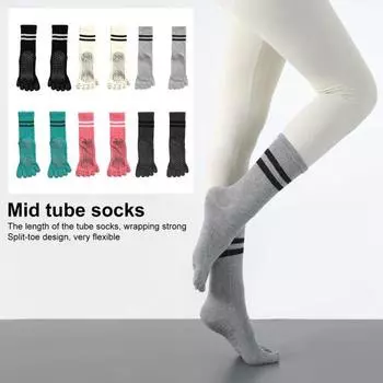 1 пара носков для йоги, противоскользящие силиконовые ручки, нижняя часть, средняя трубка, сплошной цвет, высокая эластичность, впитывание пота, домашние носки для пилатеса для взрослых, носки для танцевальной практики светло-серый