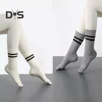 1 пара носков для йоги, противоскользящие силиконовые ручки, нижняя часть, средняя трубка, сплошной цвет, высокая эластичность, впитывание пота, домашние носки для пилатеса для взрослых, носки для танцевальной практики красный