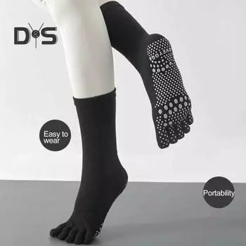 1 пара носков для йоги с нескользящей накладкой, дышащие, влагоотводящие, для балета, танцев, фитнеса, пилатеса, спорта, спортзала, носки до середины икры розовый