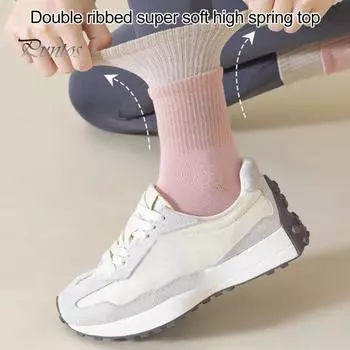 1 пара носков для йоги с нескользящей накладкой, дышащие, влагоотводящие, для балета, танцев, фитнеса, пилатеса, спорта, спортзала, носки до середины икры серый