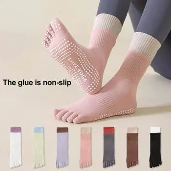 1 пара носков для йоги с нескользящей накладкой, дышащие, влагоотводящие, для балета, танцев, фитнеса, пилатеса, спорта, спортзала, носки до середины икры серый
