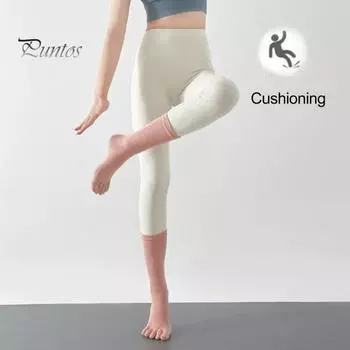 1 пара носков для йоги с нескользящей накладкой, дышащие, влагоотводящие, для балета, танцев, фитнеса, пилатеса, спорта, спортзала, носки до середины икры хаки