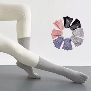 1 пара носков для йоги с нескользящей накладкой, дышащие, влагоотводящие, для балета, танцев, фитнеса, пилатеса, спорта, спортзала, носки до середины икры розовый