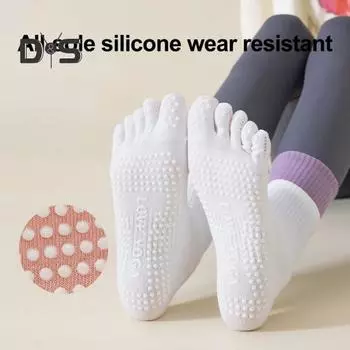 1 пара носков для йоги с нескользящей накладкой, дышащие, влагоотводящие, для балета, танцев, фитнеса, пилатеса, спорта, спортзала, носки до середины икры светло-зеленый