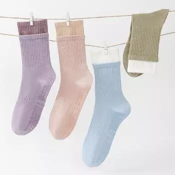 1 пара носков для йоги с нескользящей вставкой, дышащие, влагоотводящие, балетные, танцевальные, фитнес, пилатес, спортивные, для спортзала, носки до середины икры серый