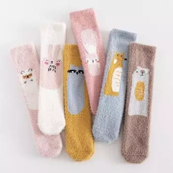 1 пара носков для малышей, сохраняющие тепло, смешанная ткань с мультяшным рисунком, хорошая эластичность, детские гольфы, домашние носки темно-розовый