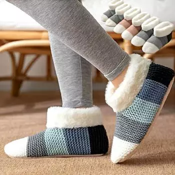 1 пара носков для пола, носки для ковров, нескользящие тапочки для дома, теплые серый