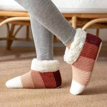 1 пара носков для пола, носки для ковров, нескользящие тапочки для дома, теплые красный