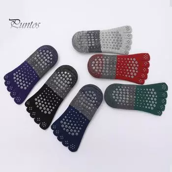 1 пара носков для пола с задним ремешком, противоскользящая силиконовая подошва, высокоэластичные носки для йоги, танцев, фитнеса, носки с раздельными пальцами, поддерживающие носки для занятий в помещении вино красного