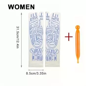 1 пара носков для рефлексологического массажа, носки до середины икры с картой акупрессурных точек стопы и зонами тела для терапии стоп, унисекс One Size